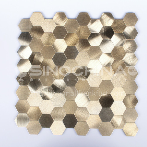 Aluminum Gold Hexagon Shape Metal Mosaic 